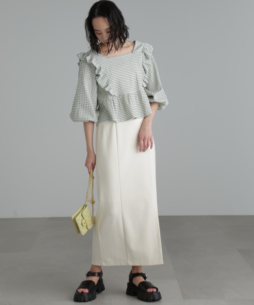 FREE'S MART（フリーズマート）の「【パープルカラーWEB限定】◆肩フリルギンガムペプラムブラウス（シャツ/ブラウス・レディース・ベージュ/パープル/グリーン/ブラック系その他・FREE）」の17枚目の写真