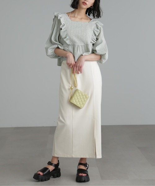 FREE'S MART（フリーズマート）の「【パープルカラーWEB限定】◆肩フリルギンガムペプラムブラウス（シャツ/ブラウス・レディース・ベージュ/パープル/グリーン/ブラック系その他・FREE）」の7枚目の写真