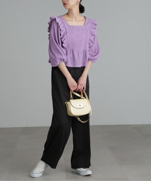 FREE'S MART（フリーズマート）の「【パープルカラーWEB限定】◆肩フリルギンガムペプラムブラウス（シャツ/ブラウス・レディース・ベージュ/パープル/グリーン/ブラック系その他・FREE）」の11枚目の写真