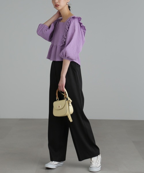 FREE'S MART（フリーズマート）の「【パープルカラーWEB限定】◆肩フリルギンガムペプラムブラウス（シャツ/ブラウス・レディース・ベージュ/パープル/グリーン/ブラック系その他・FREE）」の18枚目の写真