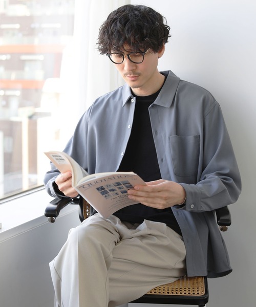 LIL VENDARS（リルヴェンダース）の「とろみストレッチセミワイドレギュラーカラー長袖シャツ（シャツ/ブラウス・メンズ・ベージュ系/グレー/ブルー/アイボリー/ブラック・XL/M/L）」の19枚目の写真