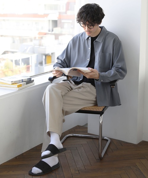 LIL VENDARS（リルヴェンダース）の「とろみストレッチセミワイドレギュラーカラー長袖シャツ（シャツ/ブラウス・メンズ・ベージュ系/グレー/ブルー/アイボリー/ブラック・XL/M/L）」の12枚目の写真