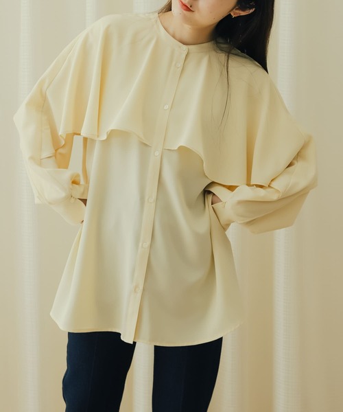 フリルケープブラウス