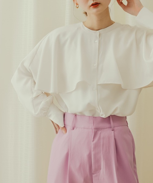 フリルケープブラウス