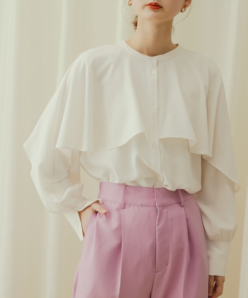 フリルケープブラウス