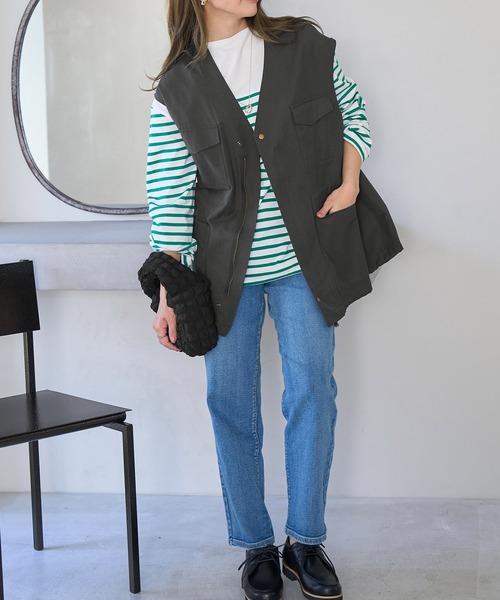 ROPE' PICNIC（ロペピクニック）の「ミリタリーベスト（ベスト・レディース・チャコールグレー/カーキ/キャメル・38）」の13枚目の写真