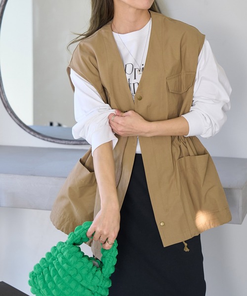 ROPE' PICNIC（ロペピクニック）の「ミリタリーベスト（ベスト・レディース・チャコールグレー/カーキ/キャメル・38）」の4枚目の写真