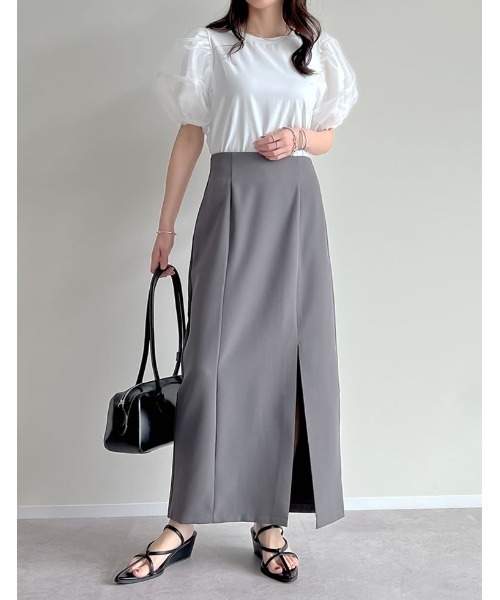 Re:EDIT（リエディ）の「オーガンジースリーブ半袖トップス（Tシャツ/カットソー・レディース・ブラック/ホワイト・LARGE/MEDIUM）」の4枚目の写真