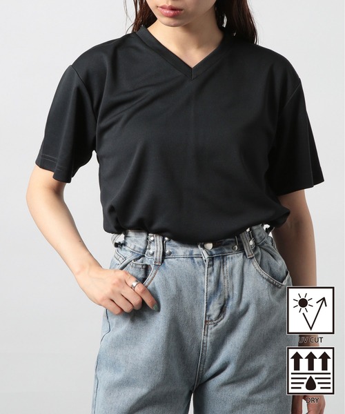 Printstar(プリントスター)の「【Printstar】4.4オンス ドライVネックTシャツ glimmer ヨガ・ピラティス・ランニングウェア UVカット 紫外線対策 00337(Tシャツ/カットソー・レディース・ホワイト/バーガンディー/ロイヤルブルー/ダークグレー/グリーン/ブラック/ネイビー/ライム/レッド/オレンジ/フューシャピンク/ターコイズブルー・LL/S/M/L)」の1枚目の写真