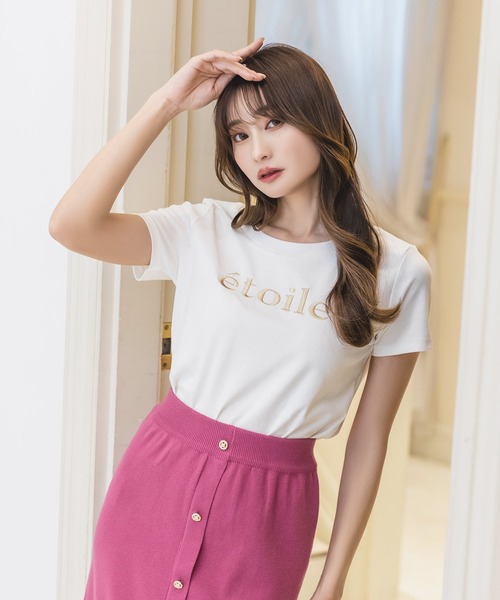 etoile刺繍ロゴデザインTシャツ/23018（Tシャツ/カットソー