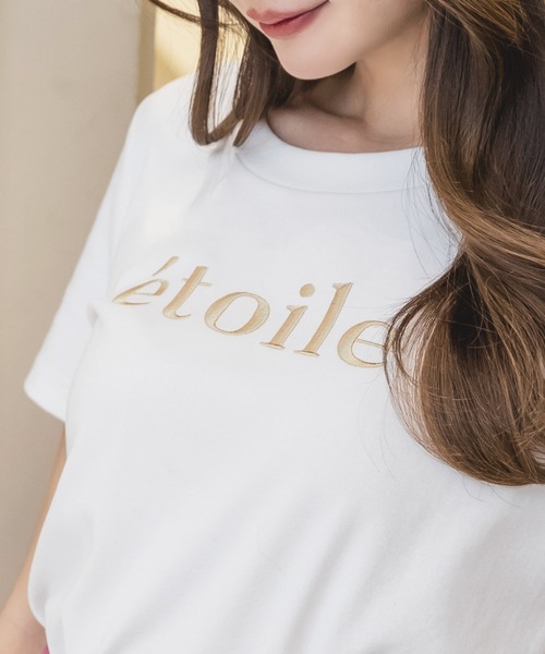 Julia Boutique（ジュリアブティック）の「etoile刺繍ロゴデザインTシャツ/23018（Tシャツ/カットソー・レディース・プラム/ブラック/ピンク/ベージュ・ONE）」の9枚目の写真