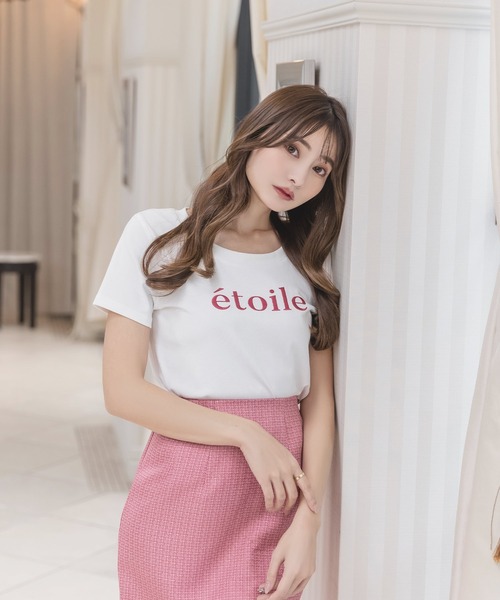 Julia Boutique（ジュリアブティック）の「etoile刺繍ロゴデザインTシャツ/23018（Tシャツ/カットソー・レディース・プラム/ブラック/ピンク/ベージュ・ONE）」の14枚目の写真