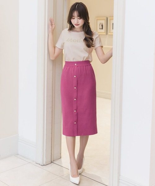 Julia Boutique（ジュリアブティック）の「etoile刺繍ロゴデザインTシャツ/23018（Tシャツ/カットソー・レディース・プラム/ブラック/ピンク/ベージュ・ONE）」の17枚目の写真