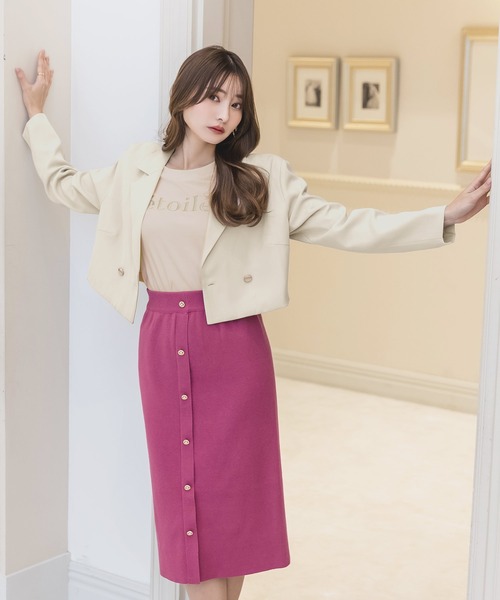 Julia Boutique（ジュリアブティック）の「etoile刺繍ロゴデザインTシャツ/23018（Tシャツ/カットソー・レディース・プラム/ブラック/ピンク/ベージュ・ONE）」の19枚目の写真