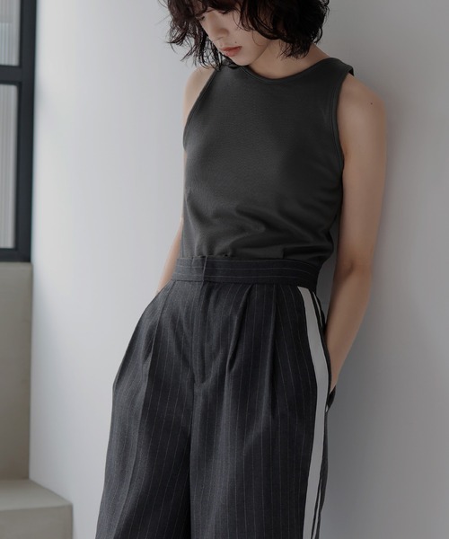 hellam（へラム）の「カットソー アメスリタンク（タンクトップ・レディース・ベージュ/カーキ/ブラック/オフホワイト/チャコール/グレー・FREE）」の4枚目の写真