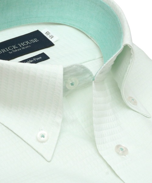 TOKYO SHIRTS(トウキョウシャツ)の「形態安定ノーアイロン ボタンダウン 長袖ビジネスワイシャツ(ビジネスシャツ・メンズ・ライトグリーン・首回り47cm-裄丈86cm/首回り42cm-裄丈90cm/首回り47cm-裄丈90cm/首回り45cm-裄丈82cm/首回り45cm-裄丈86cm/首回り43cm-裄丈90cm/首回り39cm-裄丈88cm/首回り45cm-裄丈90cm)」の3枚目の写真