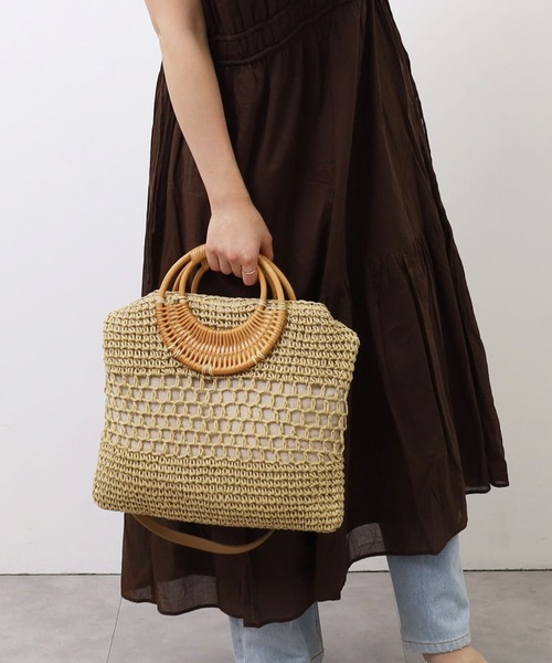 COOCO(クーコ)の「ラタン丸ハンドル×ペーパー2WAYバッグ/A4対応(かごバッグ・レディース・ブラウン/グレー系その他/ナチュラル/キャメル・9)」の17枚目の写真