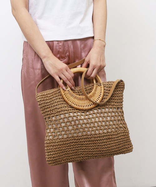 COOCO(クーコ)の「ラタン丸ハンドル×ペーパー2WAYバッグ/A4対応(かごバッグ・レディース・ブラウン/グレー系その他/ナチュラル/キャメル・9)」の22枚目の写真