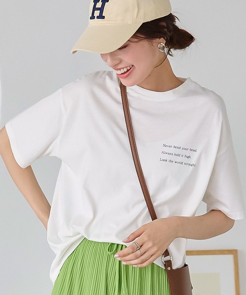 KOBE LETTUCE（コウベレタス）の「[ コットン100% ] 選べるプリント 半袖Tシャツ（Tシャツ/カットソー・レディース・ホワイト系3/ホワイト系5/ブラック/ホワイト系/ホワイト系1/ホワイト系2/ホワイト系4/ブラック系1/ブラック系・2/3/1）」の2枚目の写真