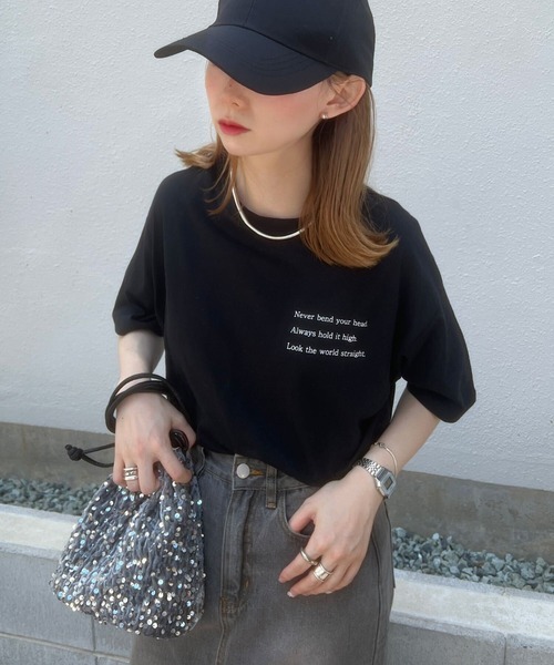 KOBE LETTUCE（コウベレタス）の「[ コットン100% ] 選べるプリント 半袖Tシャツ（Tシャツ/カットソー・レディース・ホワイト系3/ホワイト系5/ブラック/ホワイト系/ホワイト系1/ホワイト系2/ホワイト系4/ブラック系1/ブラック系・2/3/1）」の7枚目の写真