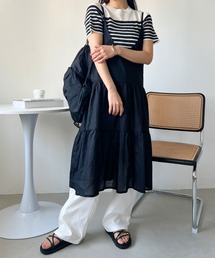 コットンティアードロングチュニック キャミワンピース