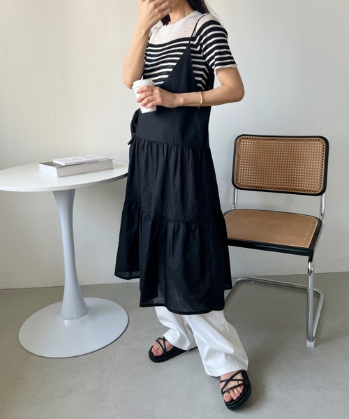 CLEA（クレア）の「コットンティアードロングチュニック キャミワンピース（ワンピース・レディース・ホワイト/ブラック・FREE）」の16枚目の写真