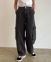 fuv.(t@u)wide  kago denim pants ChJ[Sfjpc@made in INTER FACTORY(J[Spc)