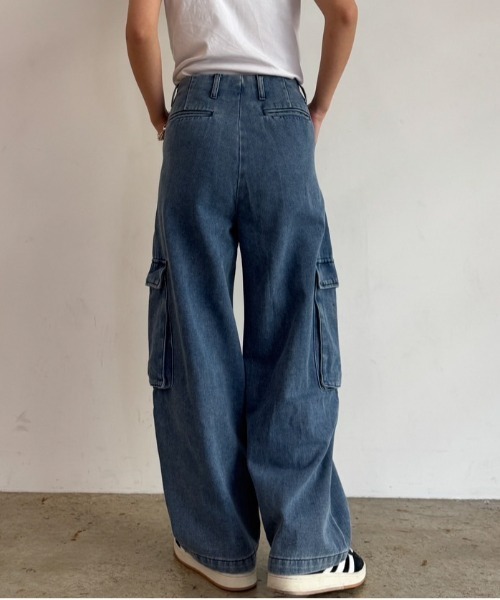 fuv.(ファブ)の「wide kago denim pants ワイドカーゴデニムパンツ made in INTER FACTORY(カーゴパンツ・メンズ・ブラック/ブルー/ネイビー・SMALL/MEDIUM/LARGE)」の17枚目の写真