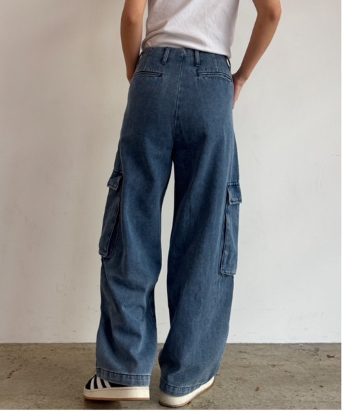 ワイドカーゴデニム セール】wide kago denim pants ワイドカーゴデニムパンツ made