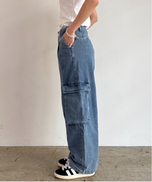 fuv.(ファブ)の「wide kago denim pants ワイドカーゴデニムパンツ made in INTER FACTORY(カーゴパンツ・メンズ・ブラック/ブルー/ネイビー・SMALL/MEDIUM/LARGE)」の15枚目の写真