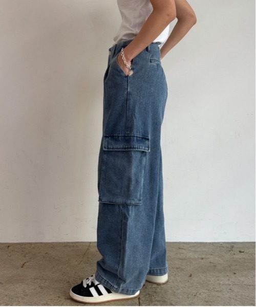 fuv.(ファブ)の「wide kago denim pants ワイドカーゴデニムパンツ made in INTER FACTORY(カーゴパンツ・メンズ・ブラック/ブルー/ネイビー・SMALL/MEDIUM/LARGE)」の16枚目の写真