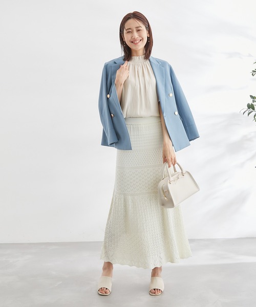 ROPE' PICNIC（ロペピクニック）の「洗える/シャーリングフリルフレアスリーブ（シャツ/ブラウス・レディース・チャコールグレー/ホワイト/ホワイト系その他/ベージュ/ラベンダー・38）」の7枚目の写真