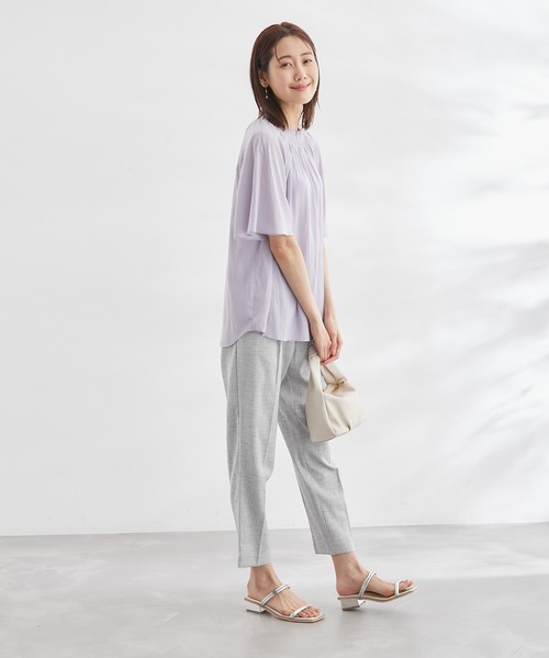 ROPE' PICNIC（ロペピクニック）の「洗える/シャーリングフリルフレアスリーブ（シャツ/ブラウス・レディース・チャコールグレー/ホワイト/ホワイト系その他/ベージュ/ラベンダー・38）」の11枚目の写真