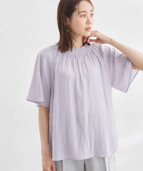 ROPE' PICNIC（ロペピクニック）の「洗える/シャーリングフリルフレアスリーブ（シャツ/ブラウス・レディース・チャコールグレー/ホワイト/ホワイト系その他/ベージュ/ラベンダー・38）」の16枚目の写真