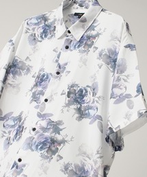 Ealry Drape Georgette Whole Pattern Harfsleeve Oversized Shirt/エアリー ドレープ 総柄 ビッグシルエット レギュラーカラー半袖シャツ