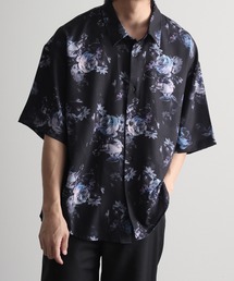 Ealry Drape Georgette Whole Pattern Harfsleeve Oversized Shirt/エアリー ドレープ 総柄 ビッグシルエット レギュラーカラー半袖シャツ
