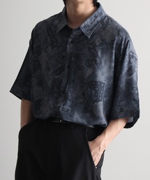 Ealry Drape Georgette Whole Pattern Harfsleeve Oversized Shirt/エアリー ドレープ 総柄 ビッグシルエット レギュラーカラー半袖シャツ