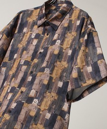 Ealry Drape Georgette Whole Pattern Harfsleeve Oversized Shirt/エアリー ドレープ 総柄 ビッグシルエット レギュラーカラー半袖シャツ