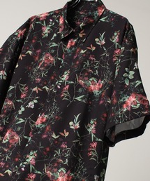 Ealry Drape Georgette Whole Pattern Harfsleeve Oversized Shirt/エアリー ドレープ 総柄 ビッグシルエット レギュラーカラー半袖シャツ