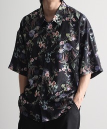 Ealry Drape Georgette Whole Pattern Harfsleeve Oversized Shirt/エアリー ドレープ 総柄 ビッグシルエット レギュラーカラー半袖シャツ