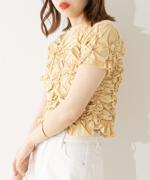 Chico（チコ）の「短丈シャーリングチビT（Tシャツ/カットソー・レディース・ホワイト/ダークブラウン/グレー/イエロー・FREE）」の17枚目の写真