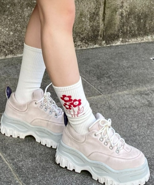 Candy Stripper（キャンディストリッパー）の「CANDY FLOWER RIB ソックス（ソックス/靴下・レディース・ピンク/オフホワイト/ブラック・FREE）」の10枚目の写真