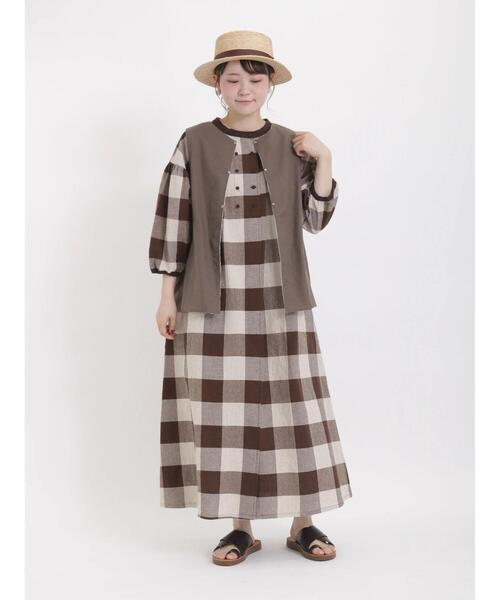 Samansa Mos2(サマンサ モスモス)の「ダブル釦チェックワンピース(ワンピース・レディース・ブラウン/グレー/ブラック・フリ-)」の15枚目の写真