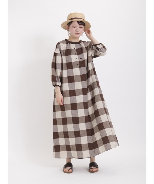 Samansa Mos2(サマンサ モスモス)の「ダブル釦チェックワンピース(ワンピース・レディース・ブラウン/グレー/ブラック・フリ-)」の9枚目の写真