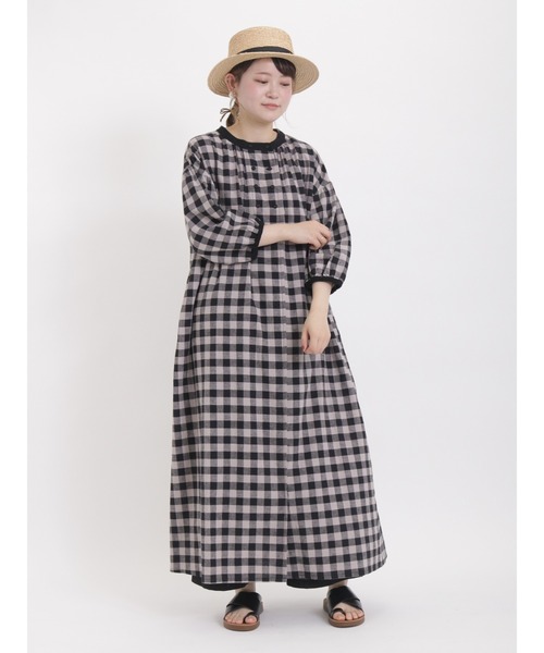 Samansa Mos2(サマンサ モスモス)の「ダブル釦チェックワンピース(ワンピース・レディース・ブラウン/グレー/ブラック・フリ-)」の6枚目の写真