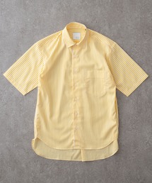 BRICK & SONS | リラックスバックプリーツシャツ半袖＜イエローストライプ＞(シャツ/ブラウス)