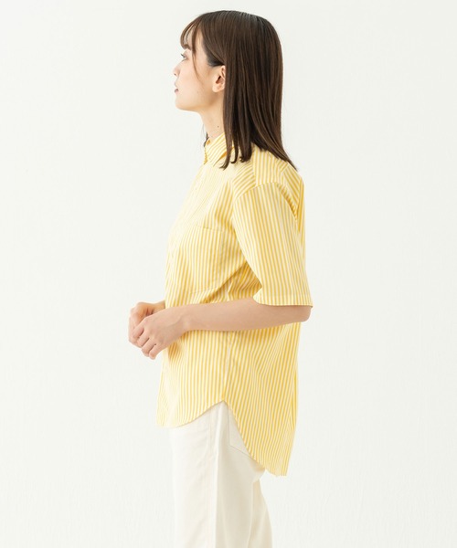 BRICK & SONS（ブリックアンドサンズ）の「リラックスバックプリーツシャツ半袖＜イエローストライプ＞（シャツ/ブラウス・メンズ・イエロー・XS/S/M/L）」の11枚目の写真