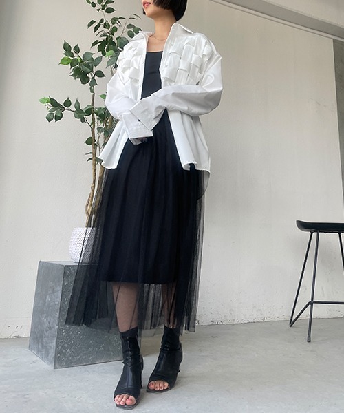 SEN TOKYO(セントーキョー)の「女性のマストアイテム。Aラインメッシュフレアロングスカート(スカート・レディース・グレー/ブラック/ホワイト・FREE)」の17枚目の写真