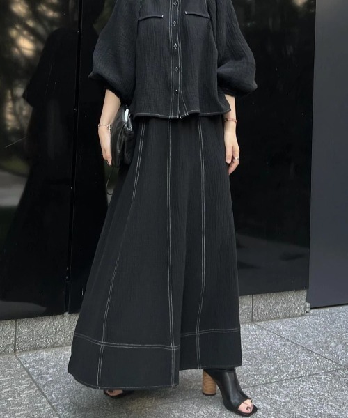 スカート WILLFULLY bi color stitch SK WILLFULLY（ウィルフリー）の「bi color stitch double gauze