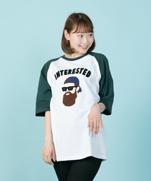 【UNIIT/ユニット】別注 髭おじさん サガラ刺繍 ビッグシルエット ラグランTシャツ USAコットン100% ユニセックス